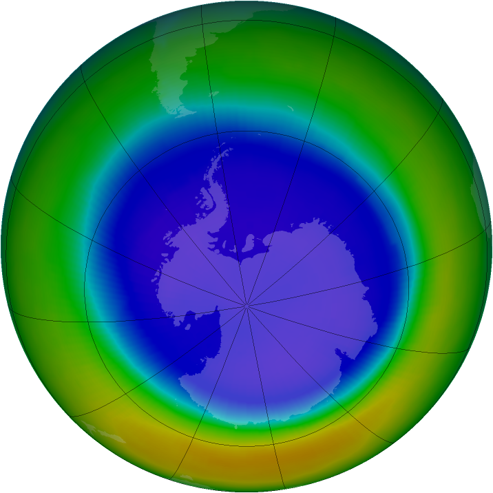 Antarctic ozone map for September 2003